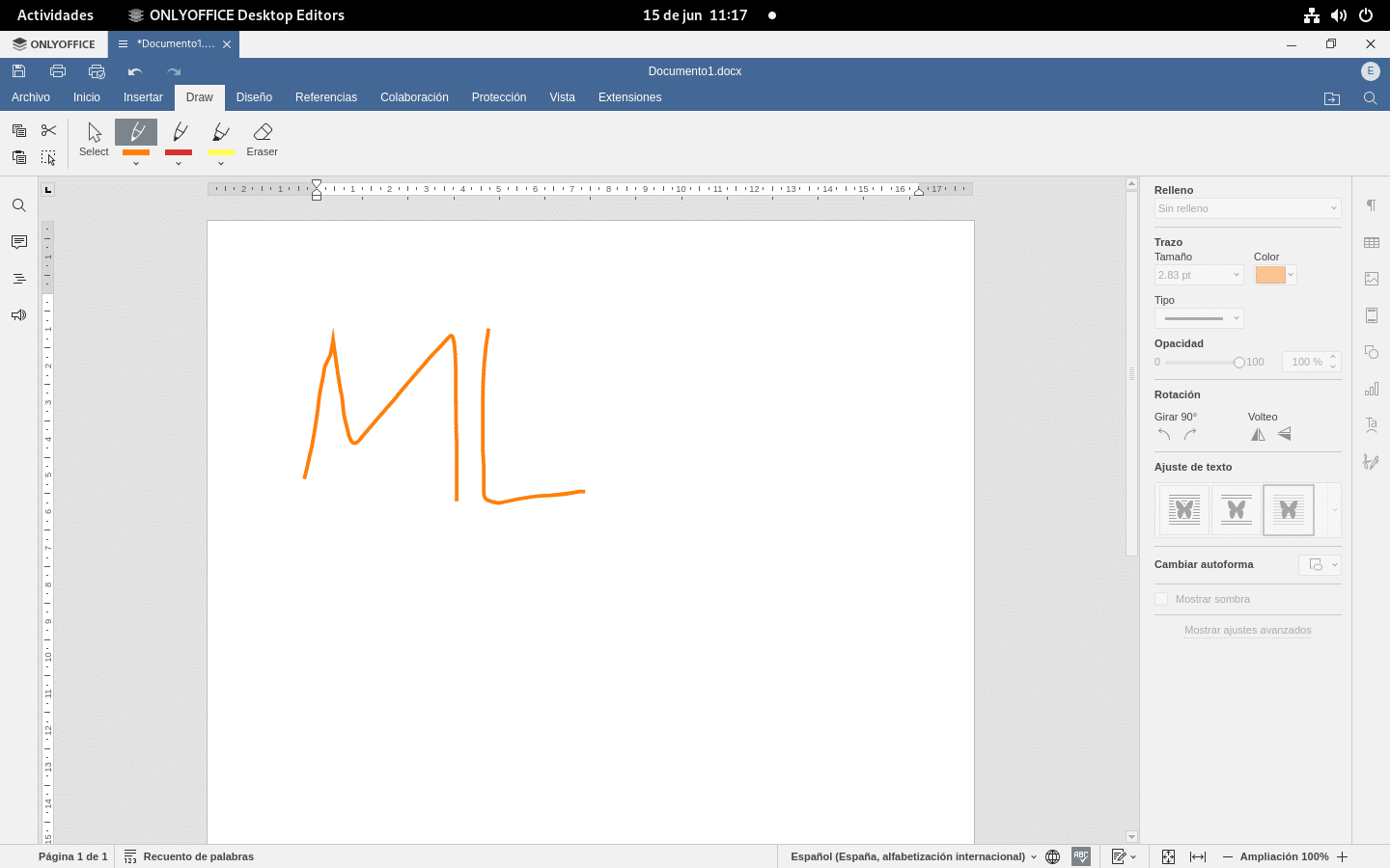 Dibujo a mano alzada en ONLYOFFICE 7.4 con la nueva pestaña Draw