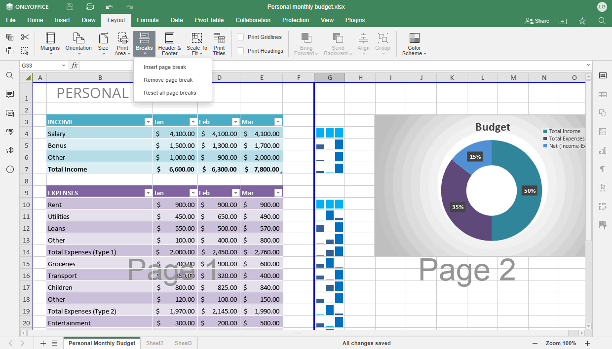 Hojas de cálculo en ONLYOFFICE Docs 7.5