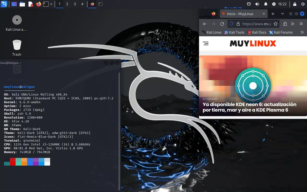 Kali Linux 2024.1 con Xfce